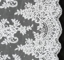 Krajka výšivka na tylu květinový vzor bílá