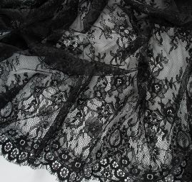 Krajka pružná květinový vzor černá