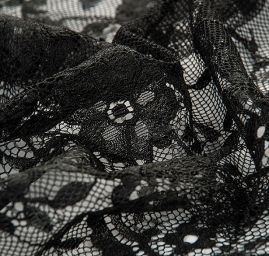 Krajka pružná jemný květinový vzor černá