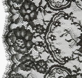 Krajka pružná jemný květinový vzor černá