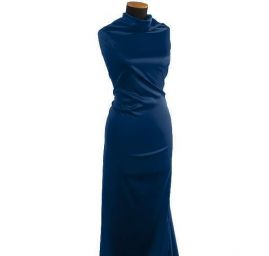 Satén pružný tmavě modrý hladký