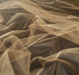 Tyl béžový se zlatými třpytkami