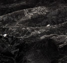 Krajka pružná volánky/flitry černá