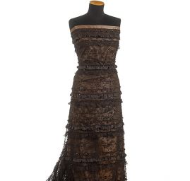 Krajka pružná volánky/flitry hnědá