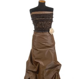 Krajka pružná volánky/flitry hnědá