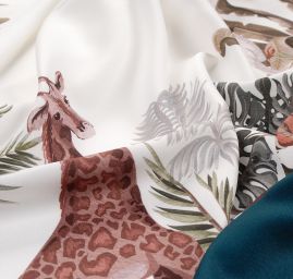 Žoržetová pletenina design MarLen tisk exotic tyrkys