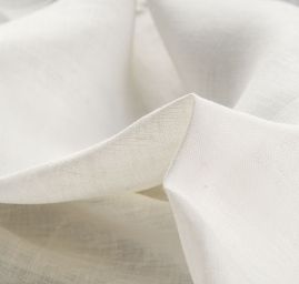 Len tisk květy lomená bílá