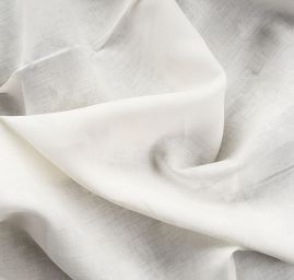 Len tisk květy lomená bílá