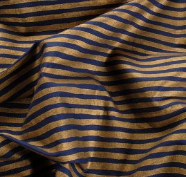 Bavlněná látka vánoční vzor proužků modré/zlaté