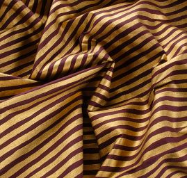 Bavlněná látka vánoční vzor zlaté a fialové proužky