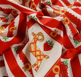 Bavlněná látka vánoční vzor perníček, sob