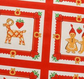 Bavlněná látka vánoční vzor perníček, sob