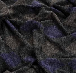 Pletenina vlna směs geometrický vzor fialová/šedá