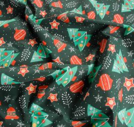 DÁREK - Látka vánoční vzor stromečky 50x160 cm