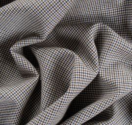 Kostýmová látka, vlna směs, vzor pepito, hnědá/modrá