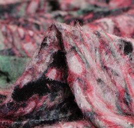 Kabátová látka se zatkanou přízí zelenorůžová