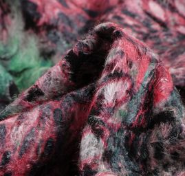 Kabátová látka se zatkanou přízí zelenorůžová