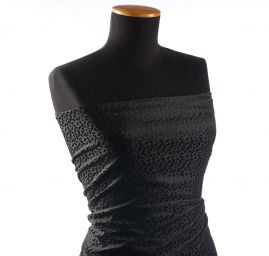 Vypalovaný samet pružná látka drobný vzor černá