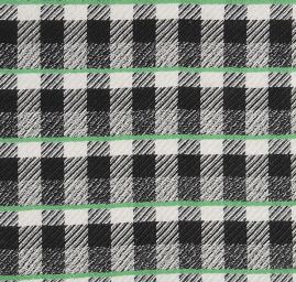 Kostýmová látka vzor kostek černá bílá zelená