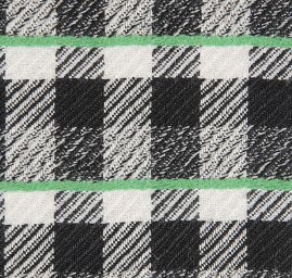 Kostýmová látka vzor kostek černá bílá zelená
