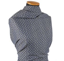 Žakárová látka geometrický motiv modrá/slon. kost