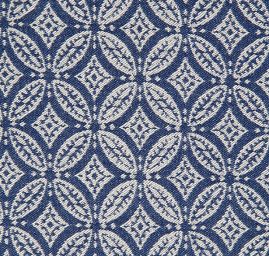 Žakárová látka geometrický motiv modrá/slon. kost