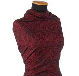 Žakárová látka romantický vzor červená