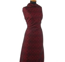 Žakárová látka romantický vzor červená