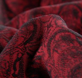 Žakárová látka romantický vzor červená