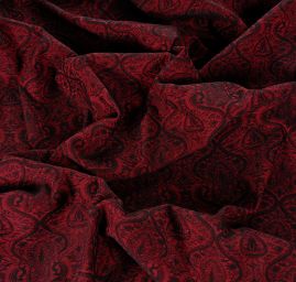 Žakárová látka romantický vzor červená