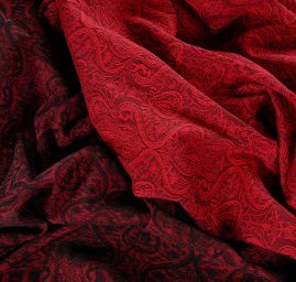 Žakárová látka romantický vzor červená