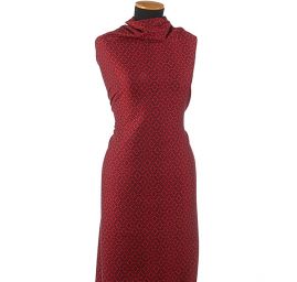 Žakárová látka geometrický motiv červená