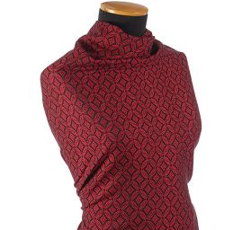 Žakárová látka geometrický motiv červená