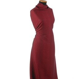 Žakárová látka geometrický motiv červená