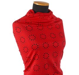 Úplet prořezávaný vzor květů červený