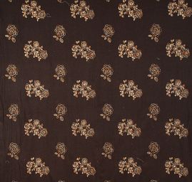 Vlněná látka s výšivkou květů hnědá