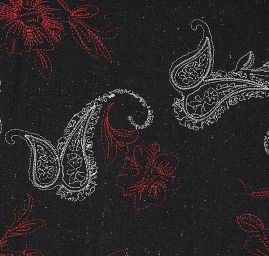 Vlněná látka s výšivkou paisley motiv/květy černá