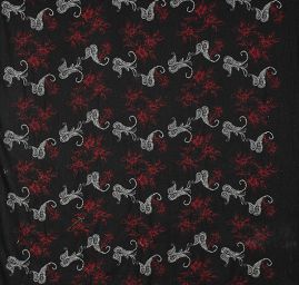Vlněná látka s výšivkou paisley motiv/květy černá