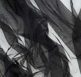 Tyl pružný  jemný síťka černý