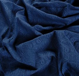 Žakárová látka romantický vzor tm.modrá