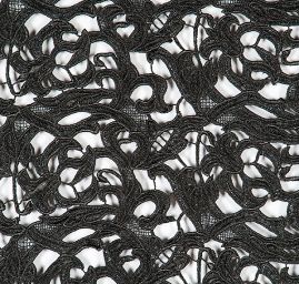 Efektní hrubá krajka květ/ornament černá