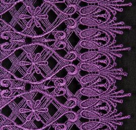 Efektní hrubá krajka ornament fialová