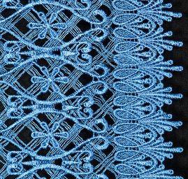 Efektní hrubá krajka ornament modrá