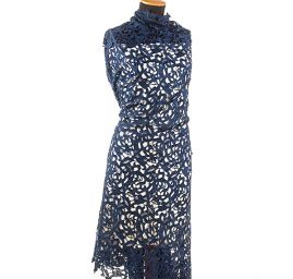 Efektní hrubá krajka květ/ornament tm.modrá