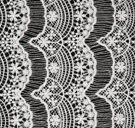 Efektní hrubá krajka květy/vlnky šedá