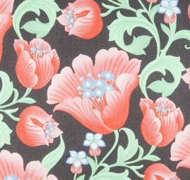 Hedvábný atlas květinový vzor červený