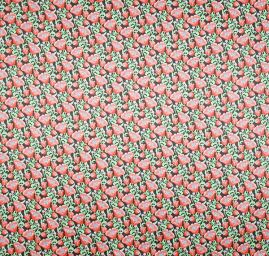 Hedvábný atlas květinový vzor červený