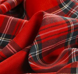 Kostýmová látka vzor kostky tartan červená