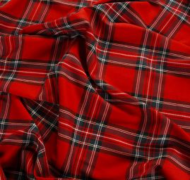 Kostýmová látka vzor kostky tartan červená