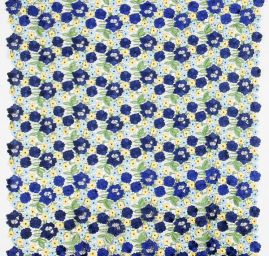 Hrubá krajka plastický květ modrožlutá